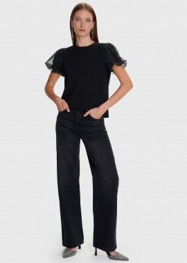 Μπλούζα κοντομάνικη με φουσκωτό μανίκι - 5206179002318