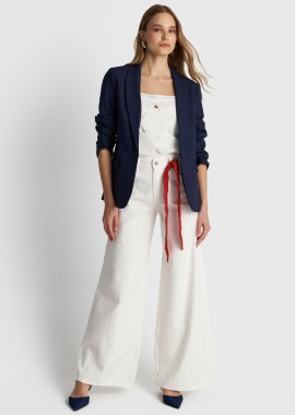 Παντελόνι τζιν wide leg με πλεξούδα - 5206179074360