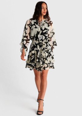 Φόρεμα μίνι φλοράλ με ζωνάκι - 5206179082464