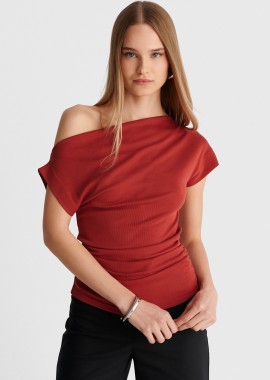 Μπλούζα με ντραπέ ώμο - 5206179083010