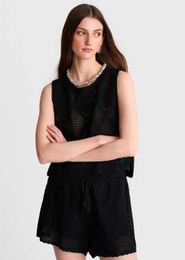 Μπλούζα boho πλεκτή αμάνικη - 5206179087247