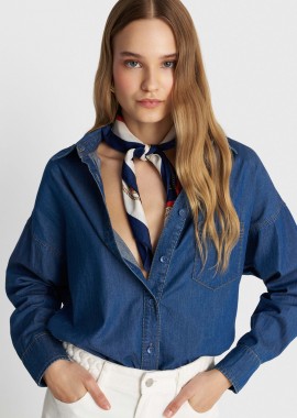 Πουκάμισο denim με τσέπη - 5206179087414