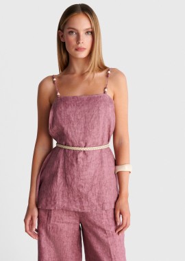 Τοπ λινό με χάντρες στις τιράντες - 5206179090797