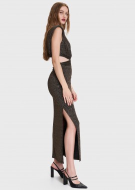 Φόρεμα μάξι lurex με cut out - 5206179101424