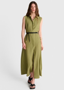 Φόρεμα αμάνικο μάξι με ζωνάκι - 5206179128155