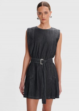 Φόρεμα μίνι αμάνικο denim όψη - 5206634949585