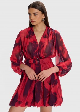 Φόρεμα μίνι εμπριμέ με ζώνη - 5206634972552