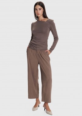 Μπλούζα μονόχρωμη με σούρες - 5206634976307