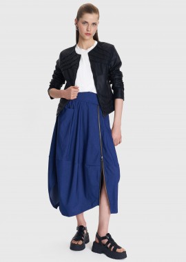 Φούστα μίντι με φερμουάρ denim όψη - 5206634977670