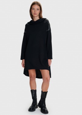 Φόρεμα μίνι ασύμμετρο με κουκούλα - 5206634979513