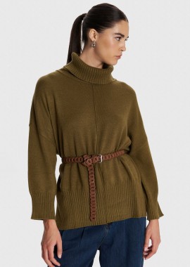 Μπλούζα πλεκτή με loose λαιμό - 5206634987624