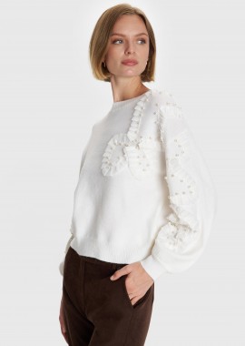 Μπλούζα πλεκτή με διακοσμητικές πέρλες - 5206634991461