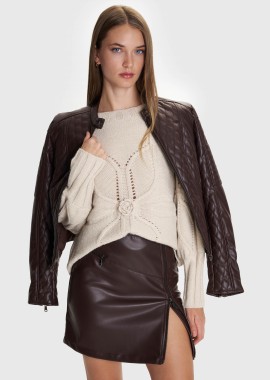 Πλεκτό πουλόβερ με σχέδιο λουλούδι - 5206634991799