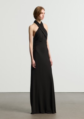 Μάξι εξώπλατο φόρεμα σταυρωτό στο στήθος με λοξό κόψιμο - 5206179018845