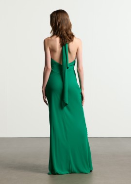 Μάξι εξώπλατο φόρεμα σταυρωτό στο στήθος με λοξό κόψιμο - 5206179018876