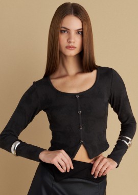 Μπλούζα με διακοσμητικά κουμπιά - 5206179019668