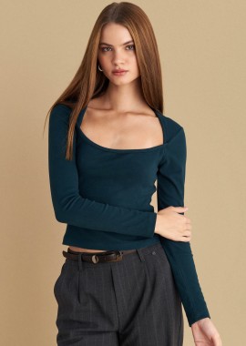 Μπλούζα με τετράγωνη λαιμόκοψη - 5206179019712