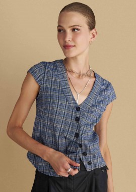 Μπλούζα ασύμμετρη με κουμπιά - 5206179030106