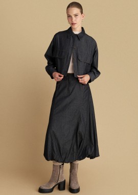 - Πουκάμισο κροπ τύπου denim - 5206179030175