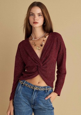 Μπλούζα lurex με κόμπο - 5206179055420