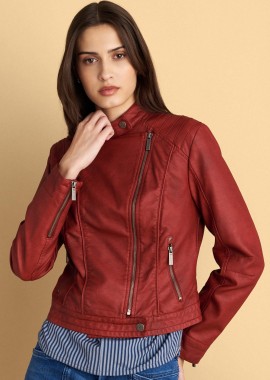 Μπουφάν δερματίνη biker - 5206179071123