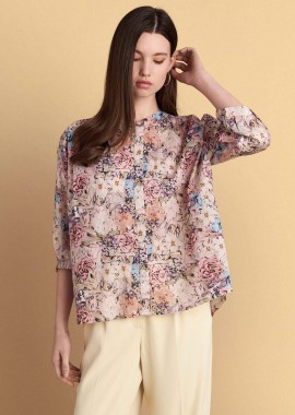 Πουκάμισο με abstract φλοράλ print - 5206179074032