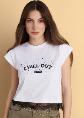 T-shirt με δαντέλα και διαμαντάκια - 5206179078726