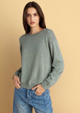 Μπλούζα πλεκτή με στρογγυλή λαιμόκοψη - 5206179079358