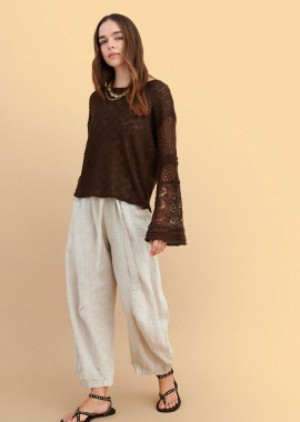 Μπλούζα πλεκτή με ιδιαίτερα μανίκια - 5206179079693