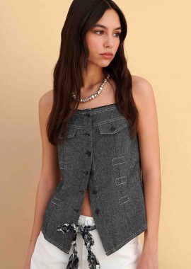 Τοπ τιραντάκι τύπου denim - 5206179080125