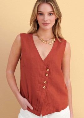 Αμάνικο τοπ λινό ασύμμετρο - 5206179080293