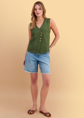 Αμάνικο τοπ λινό ασύμμετρο - 5206179080323