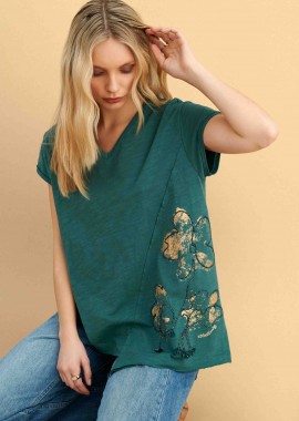 Μπλούζα ασύμμετρη με τύπωμα - 5206179085885