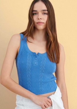 Τοπ πλεκτό αμάνικο με κουμπιά - 5206179088121