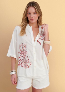Πουκάμισο κοντομάνικο με κέντημα - 5206179088633