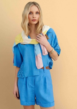 Πουκάμισο κοντομάνικο με δαντέλα - 5206179089715