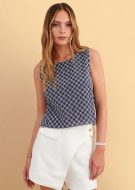 Τοπ αμάνικο με γεωμετρικό print - 5206179091626