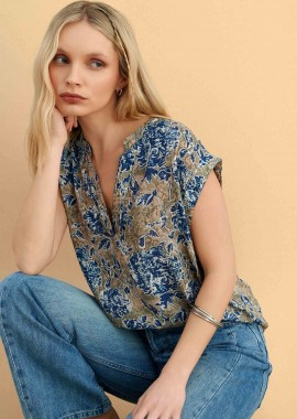 Μπλούζα εμπριμέ με κοντό μανίκι - 5206179092197