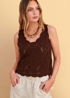 Τοπ δαντέλα αμάνικη - 5206179093484