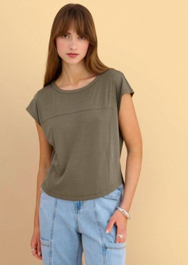 Mπλούζα κοντομάνικη μονόχρωμη - 5206179093910
