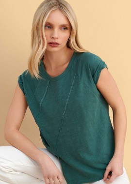 Μπλούζα κοντομάνικη με ραφές - 5206179095686