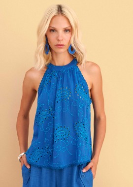 - Τοπ halter neck broderie - 5206179096867