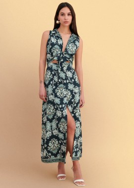 Φόρεμα μάξι cut-out εμπριμέ - 5206179097987