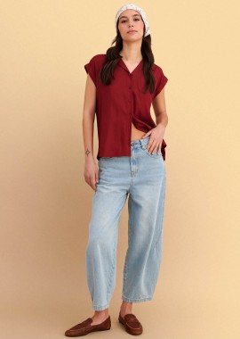 Πουκάμισο μονόχρωμο με κουμπιά - 5206179103336