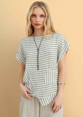 Μπλούζα ασύμμετρη ριγέ - 5206179115759