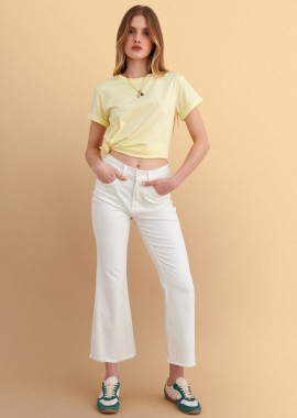 T-shirt μονόχρωμο με λαιμόκοψη - 5206179117074