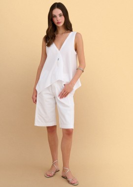 Τοπ ασύμμετρο V-neck με κολιέ - 5206179131452