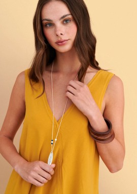 - Τοπ ασύμμετρο V-neck με κολιέ - 5206179131476