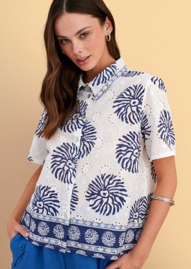 - Πουκάμισο με broderie και print - 5206179173247
