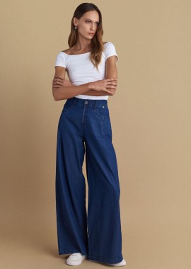 Παντελόνι wide leg denim όψη - 5206634826787